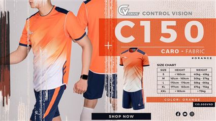 Áo Bóng Đá không Logo CV C150 Cam